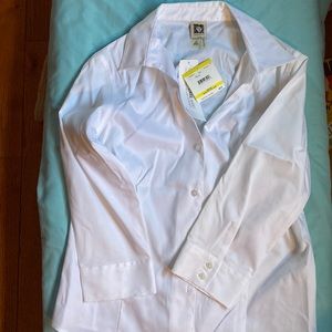 Anne Klein 3 quarter sleeve white button down shirt